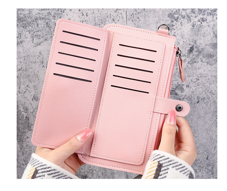 New Women Wallets Long Leather Luxury Card Holder Clutch Casual Women Bags Pocket Hasp Ladies Wallet Purse Pink 18cm *10cm*2cm