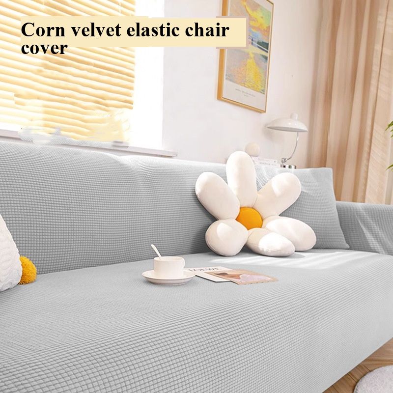 Elastic Jacquard Sofa Cover, Full-Wrap Minimalist Solid Color Sofa Slipcover, 4-Season Universal Use, Anti-Scratch Non-Slip Sofa Protector, Easy to Install & Clean