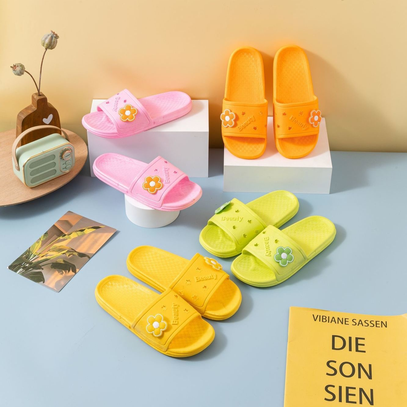 322 Women's Slippers Flat Indoor Slippers Bathroom Non-Slip Slippers