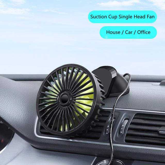 New 2021 Suction Cup Single Double Head 5.5 Inch car fan 12V24V USB 360 Rotating Windshield Car Electric Fan