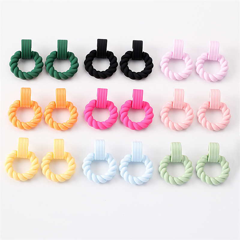 25112 Cute Resin Acrylic Earrings Twist Round Hoop Earrings for Women Girls