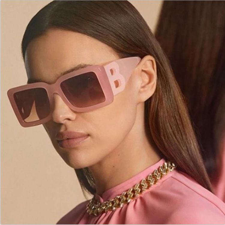 97076 Women's New Personality Large Frame Square Sunglasses Hollow B-Line Sunglasses