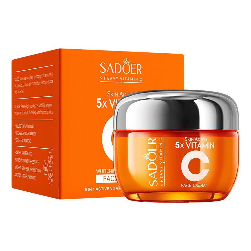 【96 cans/box, 19 GHS/can, 1824 GHS/box】SADOER Five Vitamin C Whitening Firming Moisturizing Cream Hydrating Rejuvenating Cream