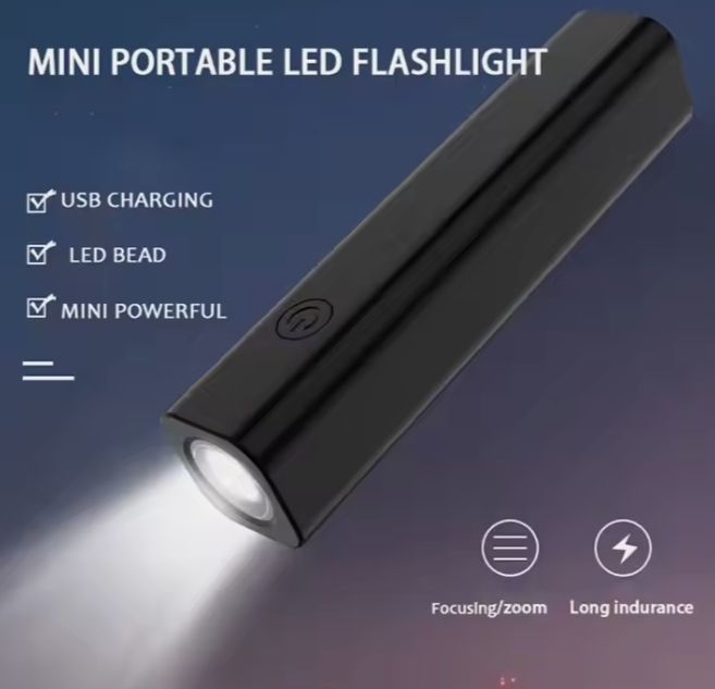 emergency use promotional gift flash flashlight mini led black pocket lamp rechargeable flashlightBlack