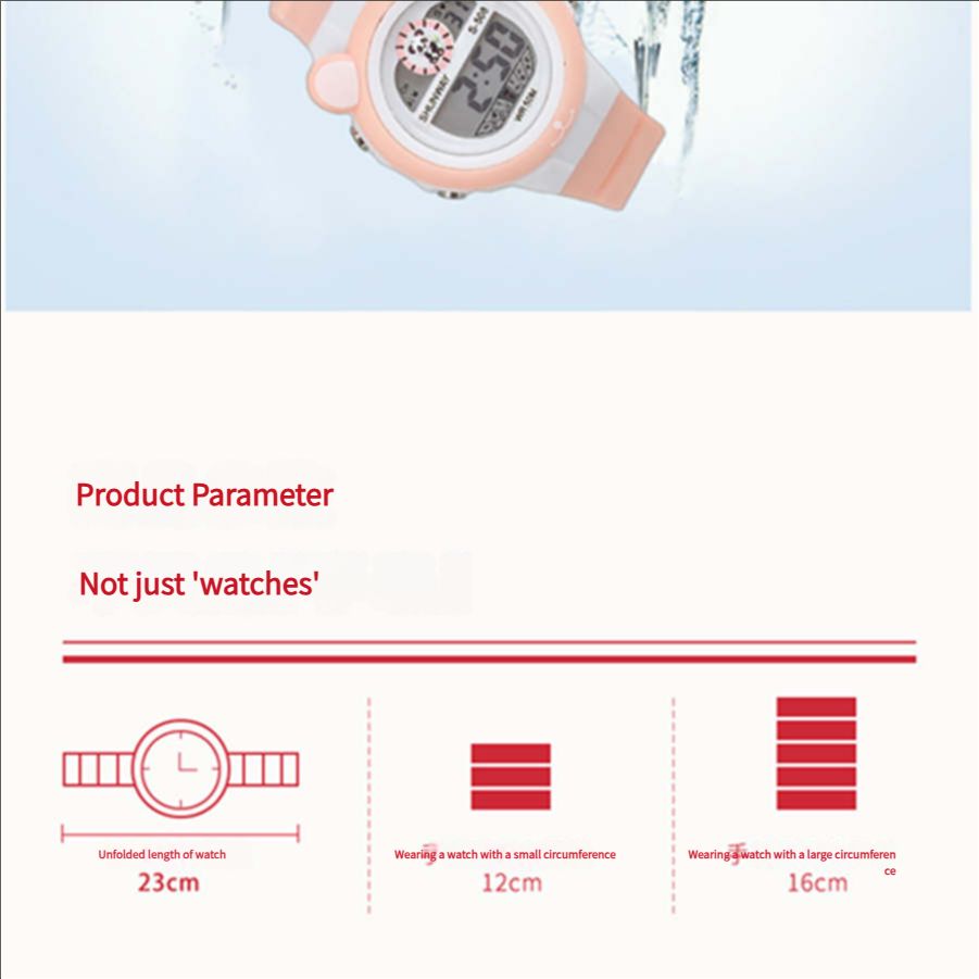 New stock panda cartoon children's electronic watch student party waterproof night light multifunctional alarm clock electronic watch