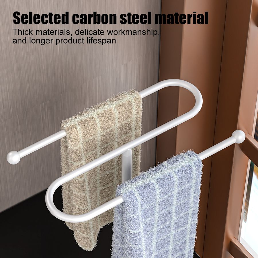 Towel Holder Stand, Hand Towel Holder Rack for Bathroom Countertop, S-Shape Free Standing Towel Bar Holds 2 Towels for Kitchen Countertop, Black