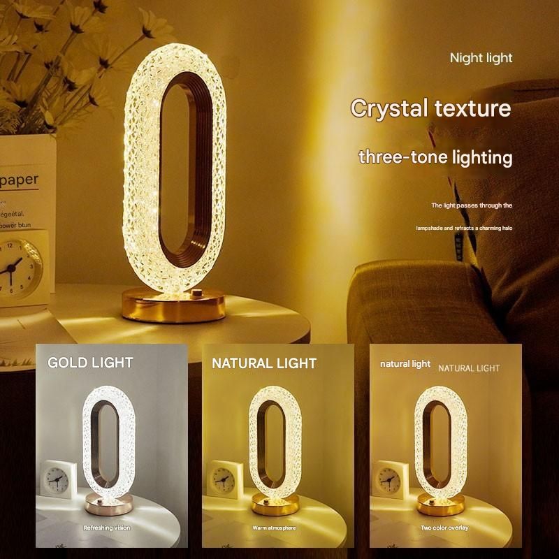 Crystal ring decorative lamp high-end light luxury room living room table lamp touch sensor atmosphere lamp night light