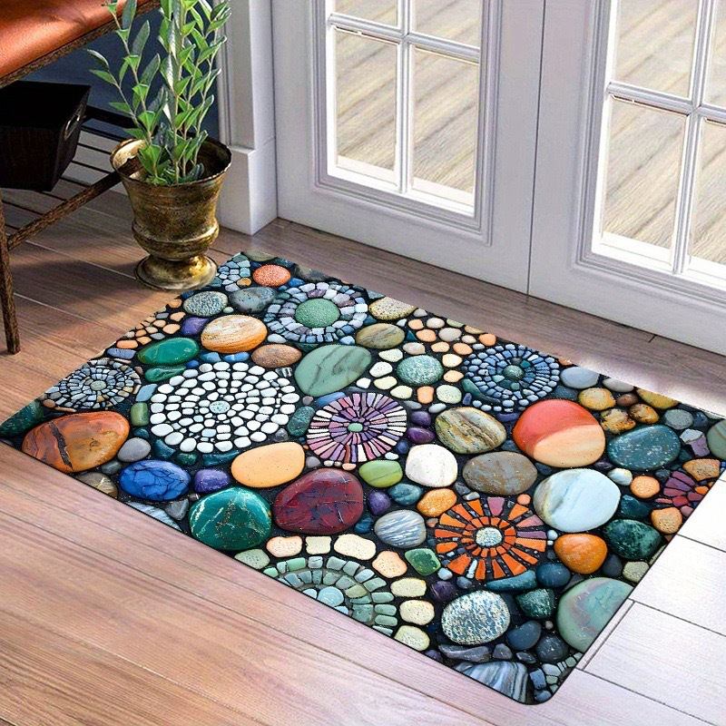 3D three-dimensional pebble anti slip floor mat,30*40cm,40*60cm,50*80cm,60*90cm  diatomaceous earth absorbent mat, bathroom, door carpet, household dirt resistant foot mat CRRSHOP free shipping carpet