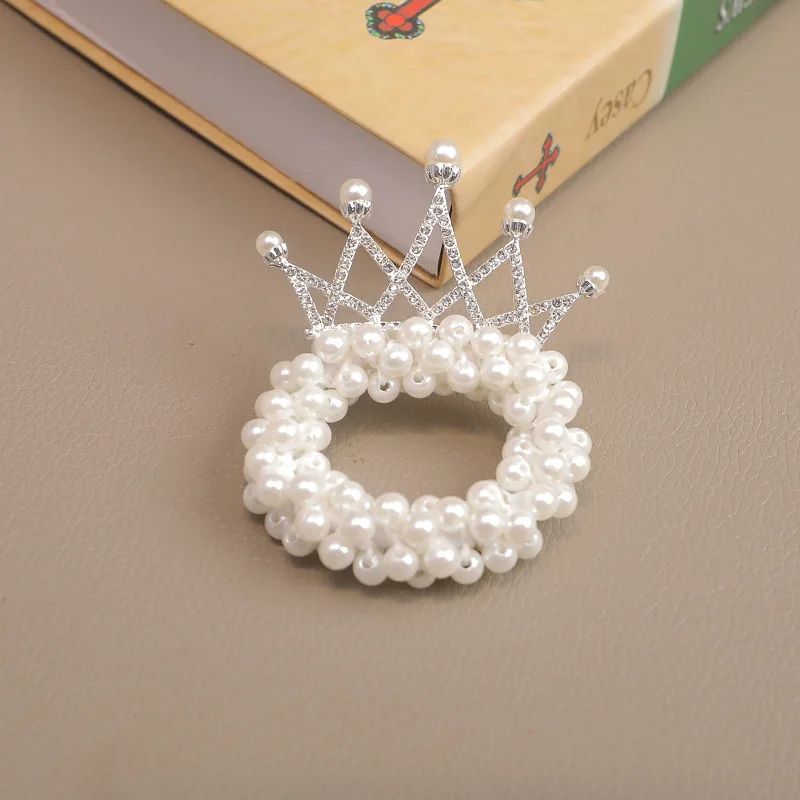 1PCS New Fashion Pearl Crown Princess Cute Kids Elastic Hair Bands Children Hair Ties Girls Hair Accessories Baby Headwear