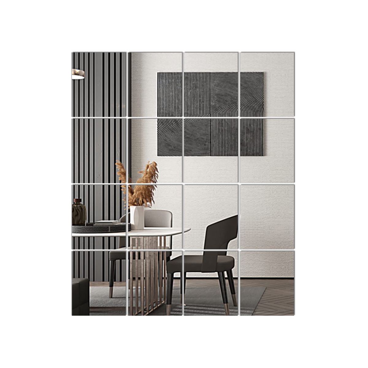 Glass Full Length Wall Mirror Tiles, 14'' x 12'' x 4PCS, Full Body Mirror for Bedroom, Full Length Mirror Wall Mounted for Home Gym, Door (14'' x12''-4PCS)