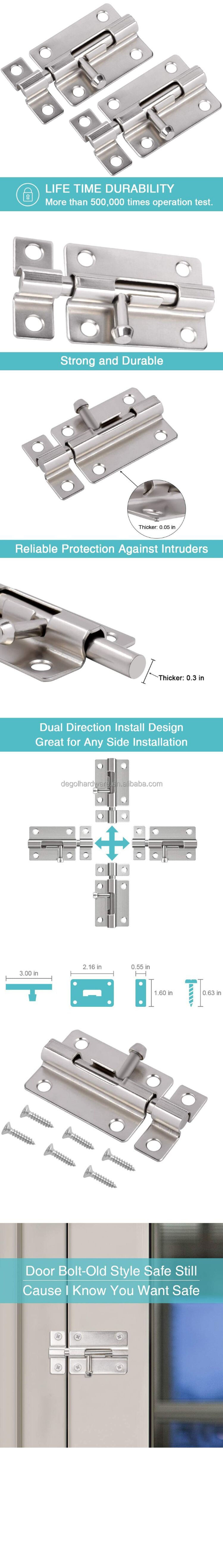 WELLHOME 2PCS door construction hardware stainless stee l304 insert window & door flush bolt door bolt