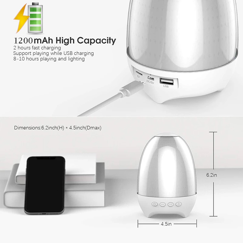 LAGPOUSI Night Light Bluetooth Speaker, 3D Glass Touch Control Bedside Table Lamp 7-Color LED Portable Wireless Speakers, Kids Night Light with Bluetooth Speaker, 3 Brightness Levels, Color Changing RGB, Adjustable Bedside Lamps with Touch Control for BedroomRechargeable Table Lamp, Best Gift for Adult, Teens, Kids, Boys and Girls