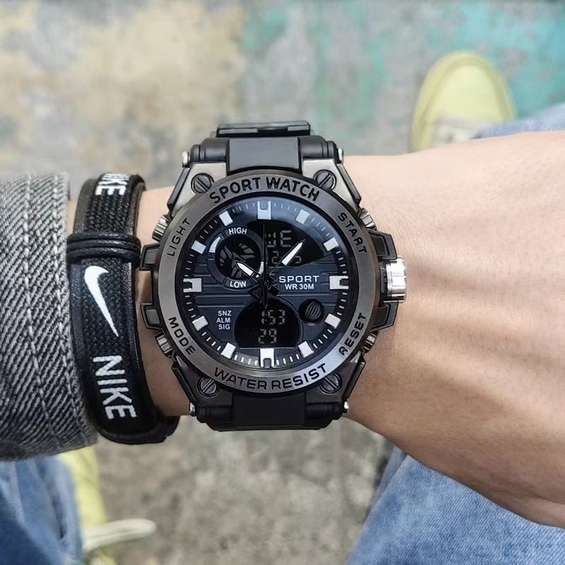 Boys Student Sports Electronic Wrist Watch, Dual‑Display Multi‑Function Watch with Luminous Backlight & Water Resistant Feature, Ideal Timepiece for Outdoor Running, Hiking and Daily School Wear