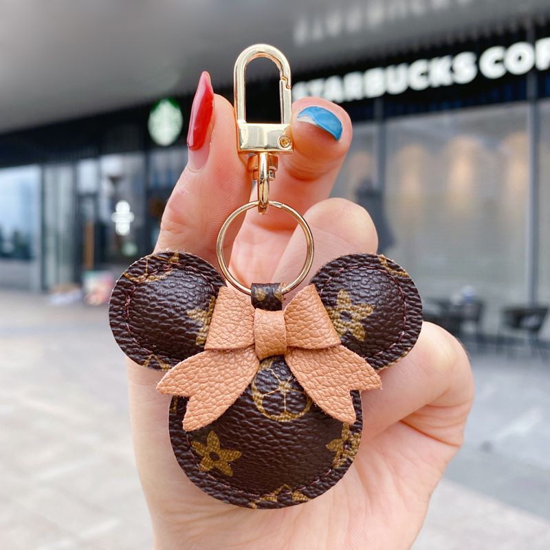 New PU Leather Mouse Keychain Female Fashion Tassel Hair Ball Wild Bag Pendant