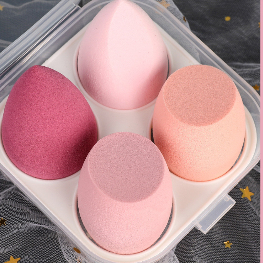 4pcs Set Makeup Blender Beauty Egg Set Gourd Water Drop Puff Makeup Puff Set Colorful Cushion Cosmestic Sponge Tool Wet and Dry Use