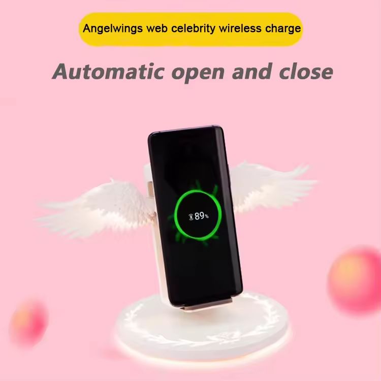 AUNONT New Low Temperature Desktop Stand 10W Fast Charge Angel Wings Wireless Charger