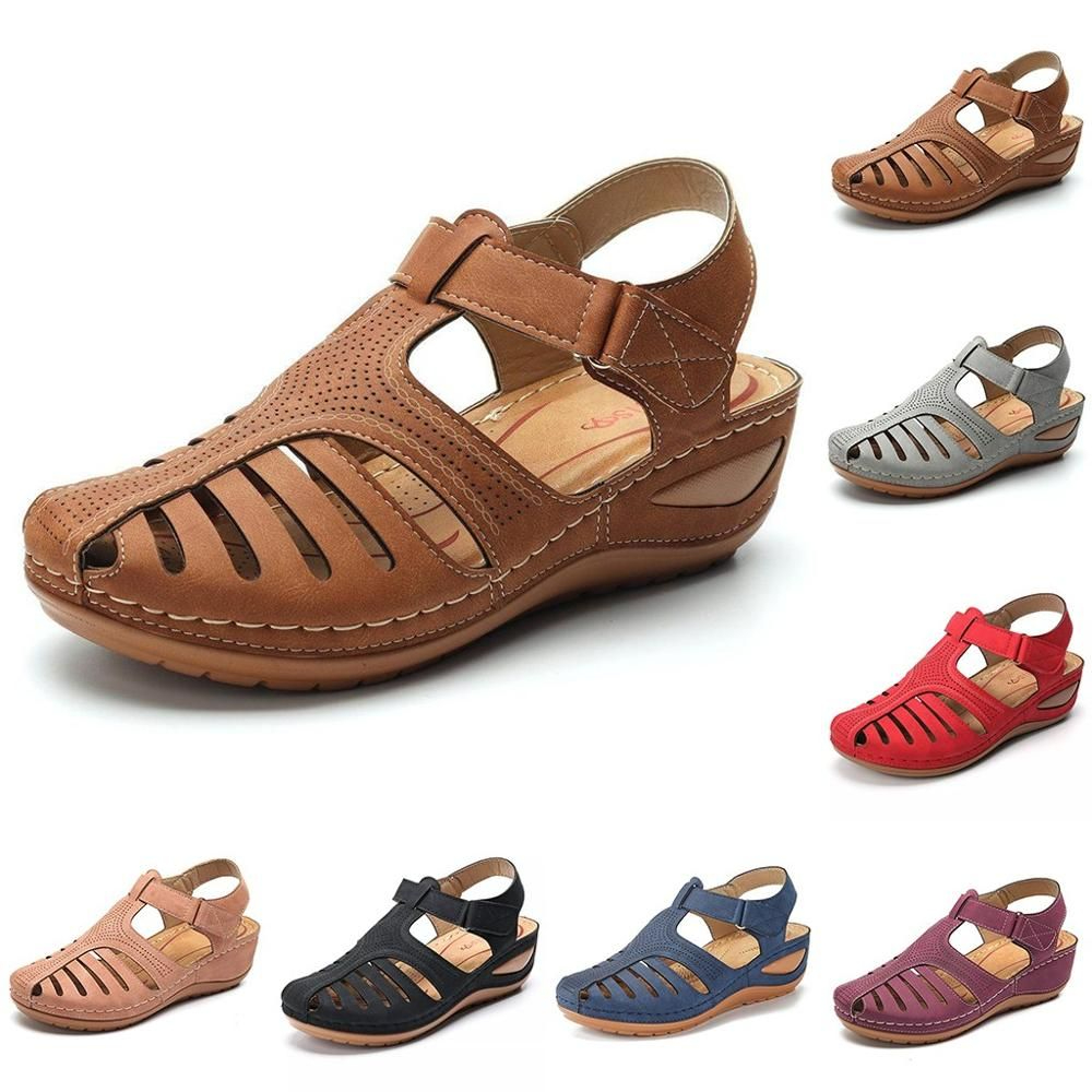 SOFT PU LEATHER CLOSED TOE VINTAGE ANTI-SLIP SANDALS