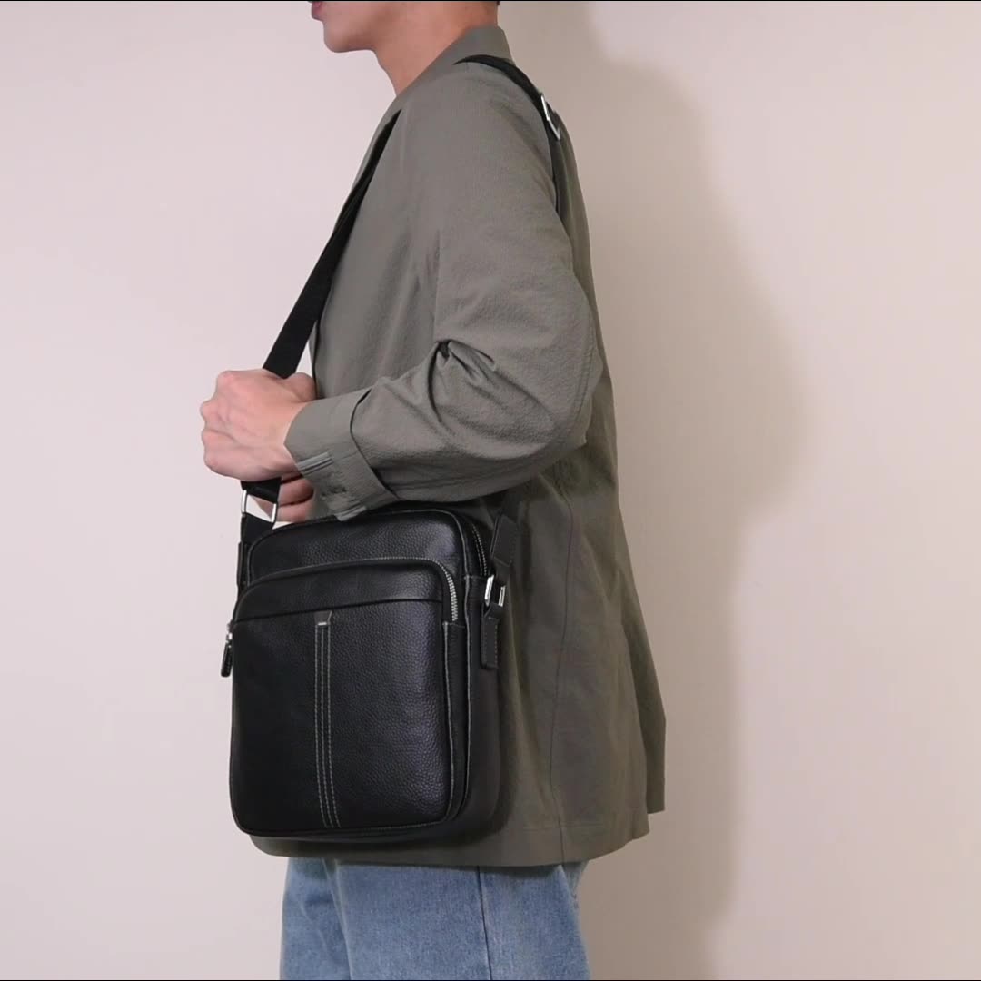 Business men's shoulder bag, stylish and simple, advanced men's messenger bag, mobile phone bag, work backpack
First layer cowhide business bag