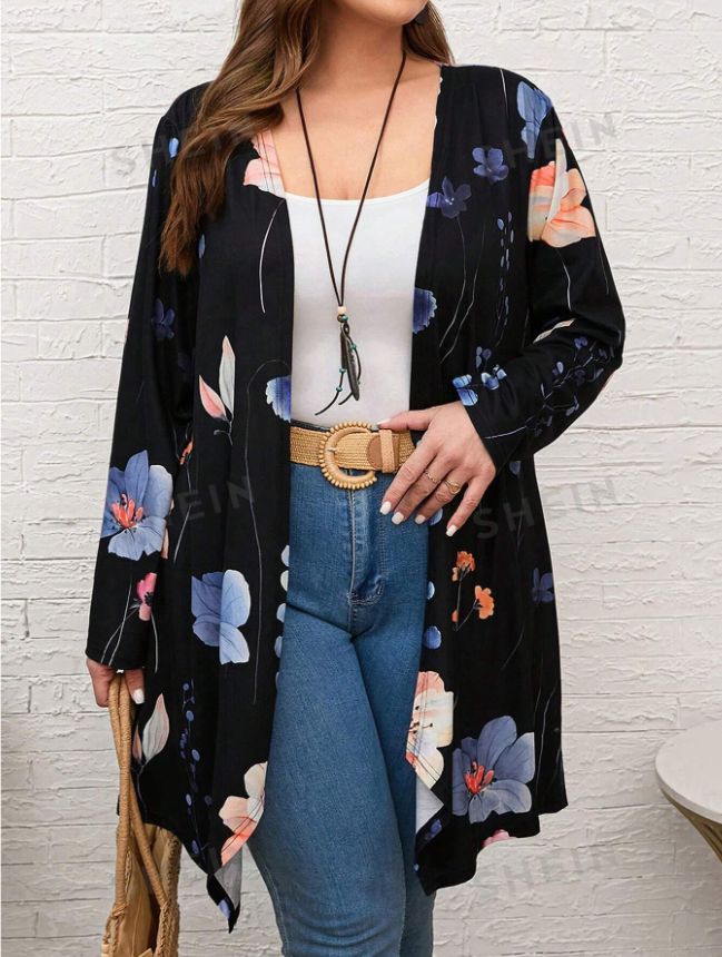 Plus size floral printed beach chiffon kimono kimono ladies