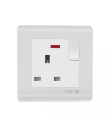 Type-G 13A Wall Socket Single AC Power Children Protection