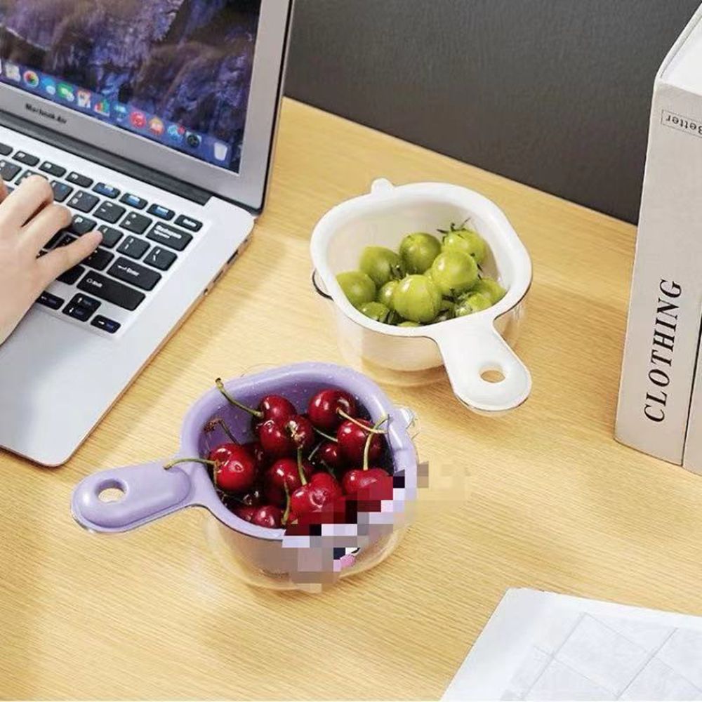 Duckbill dopamine cute handle drain basket water filter double layer two in one thickened vegetable washing basket for washing fruits home