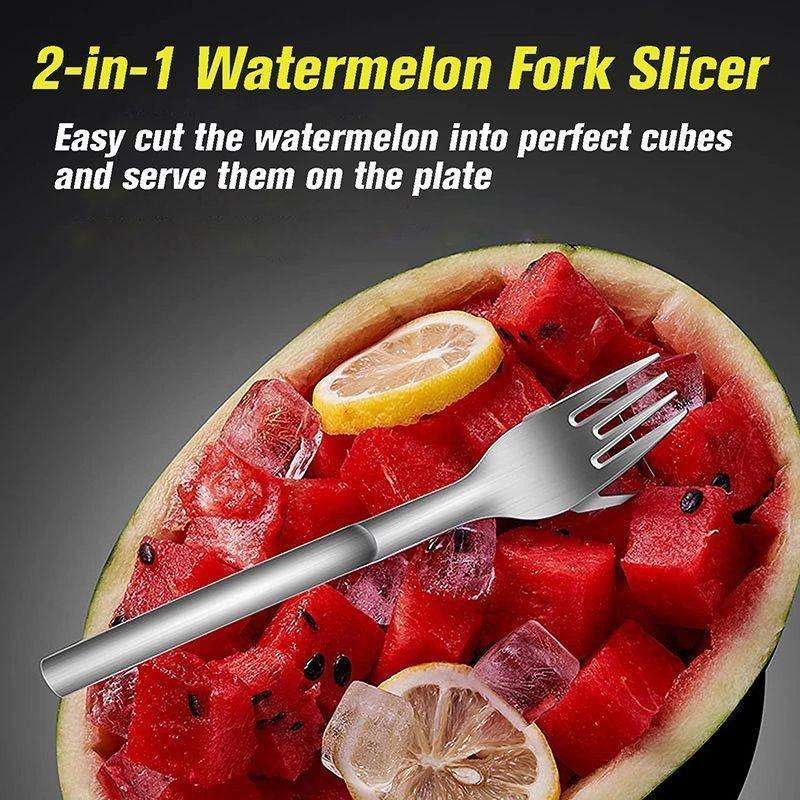 WELLHOME Creative Portable Multi-purpose 2-in-1 Watermelon Fork Slicer Watermelon Fruit Cutting Fork Pieces Tableware Fork Dropshipping