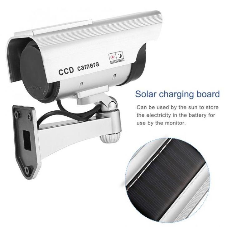 Dummy Camera Solar Battery Powered Flicker Blink LED Fake Indoor Outdoor Surveillance Security Camera Bullet CCTV Camera