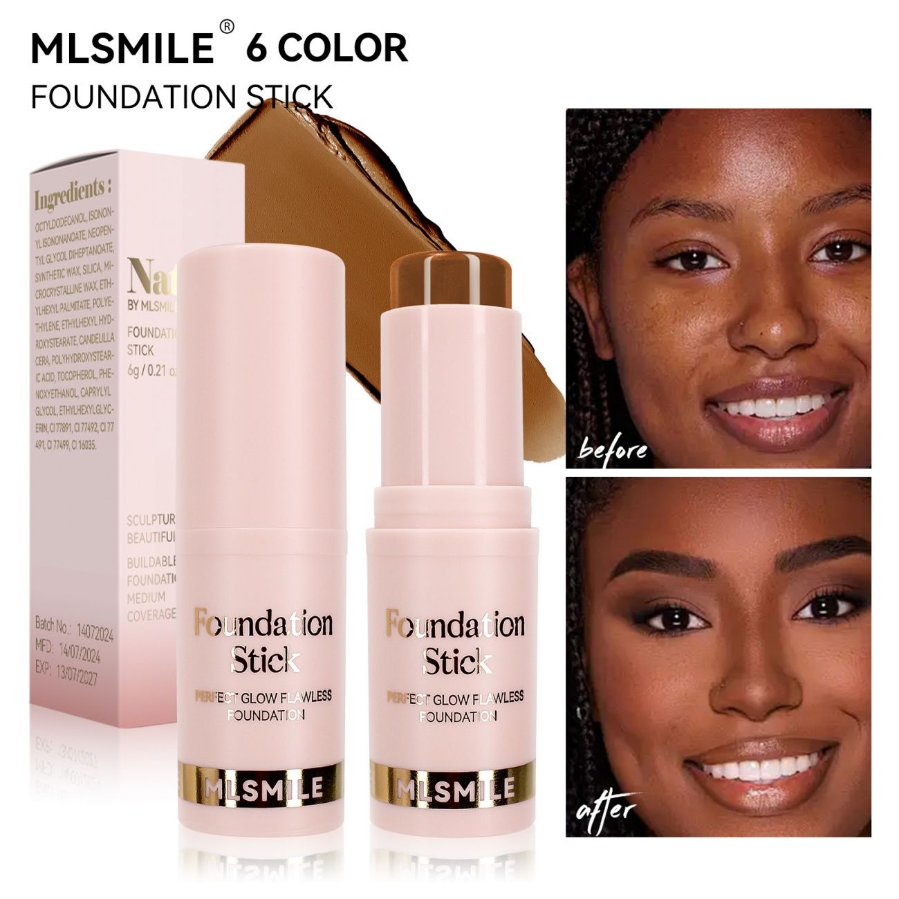 Brightening Contour Foundation Stick Natural Long Lasting Waterproof Cover Acne Marks Multi-use Face Makeup Stick
