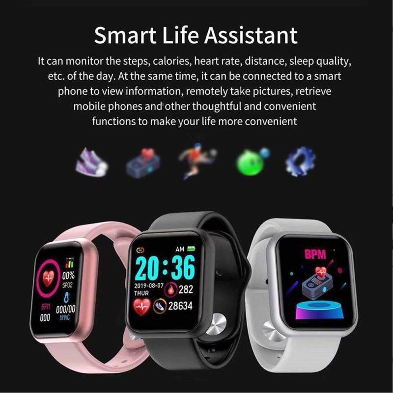 Hot Selling Y68 Smart Watch Waterproof Smartatch (READY STOCK) Men Women Digital Watches Bluetooth Sport Unisex Male Female Fitness Tracker Y68