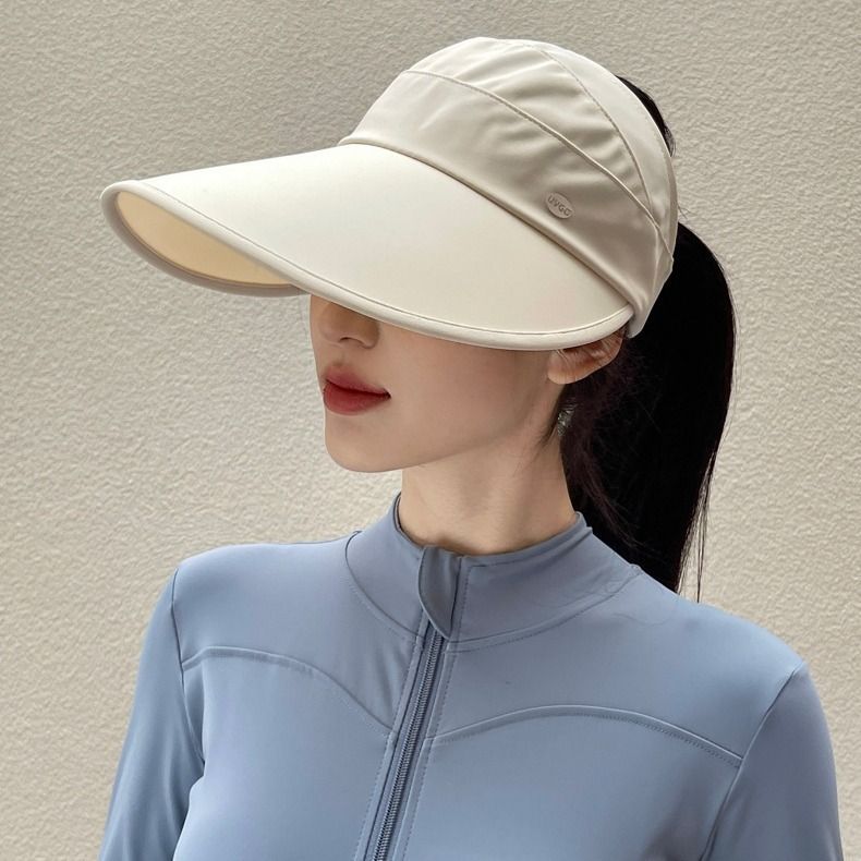 Women's Summer Wide Brim Sun Visor, UPF 50+ UV Protection Ponytail Hat, Breathable Quick Dry Sports Visor for Running Golf, 4 Colors Available