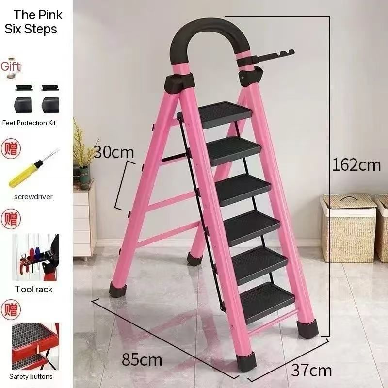 Ladder household folding ladder thickened carbon steel herringbone ladder mobile ladder telescopic ladder step ladder multi-function indoor ladder