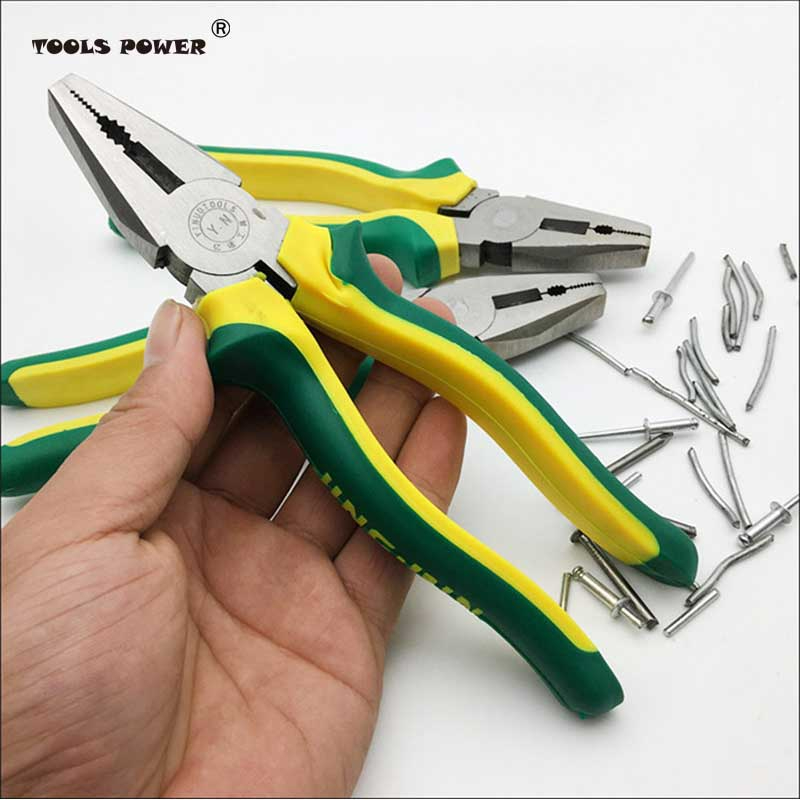 Tool power 8"/200MM Electrician Plier Wire Cable Cutter Scissors Flat Nose Multi-function Tiger Plier Letter Handle Alloy Steel Manual Tool