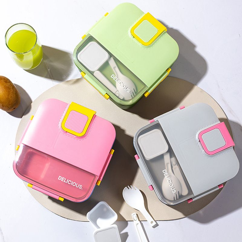 1100ml Microwave Safe Bento Box with Built-in Utensil & Sauce Box, Leakproof Divided Food Container, Portable Lunch Box for School Office Picnic
