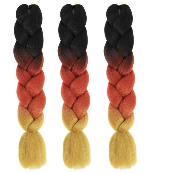 Obaasima Strands OS Ombre Braiding Hair 82" BY23 For African Braid And Rasta / Black / Red / Gold