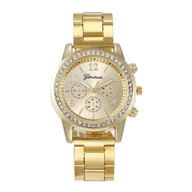 6PCS Set Luxury Watch Women Ring Necklace Earring Rhinestone Fashion Wristwatch Casual Ladies Watches Bracelet Set Clock1pcs Gold watch