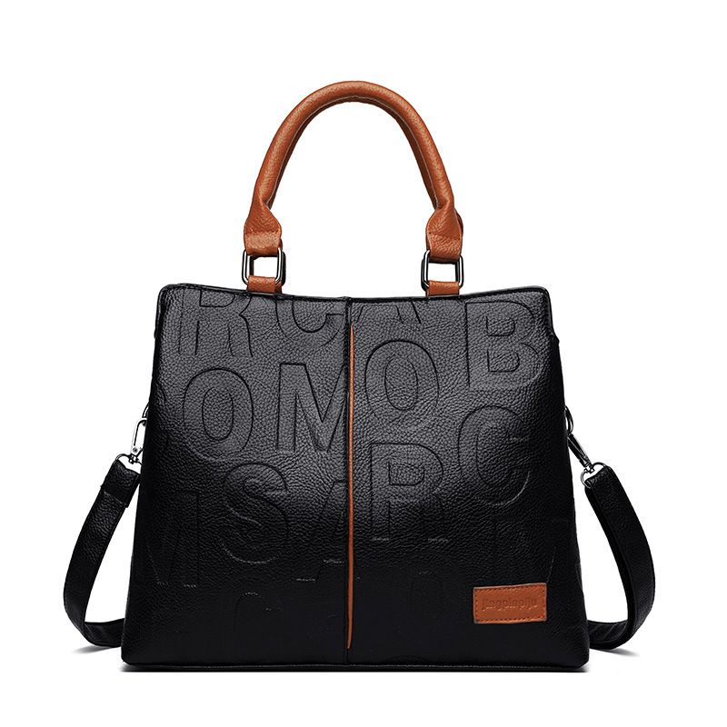 Women Letter Embossed Soft Leather Shoulder Bag, Large Capacity Handbag, Multi-purpose Crossbody Bag, Fashion Daily Casual Ladies Single Shoulder Bag
