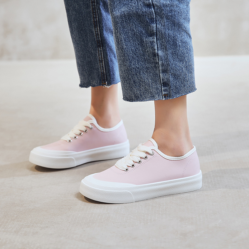 2208 Women's Contrast Binding Lace-up Front Casual Shoes