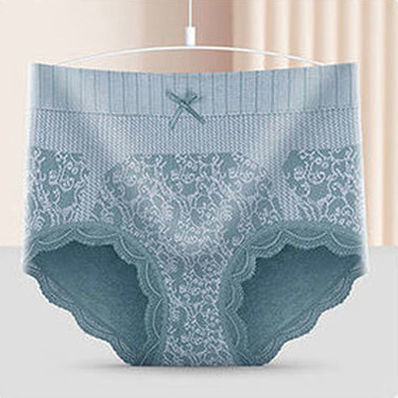 women's cotton panties high-rise lace-trimmed tummy sexy girl briefs 3pcs set