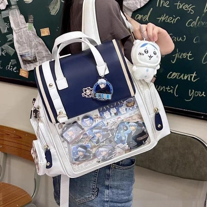 Japanese Style Transparent Aesthetic Backpack, Universal Crossbody Bag, College Style Girl Shoulder Bag, Large Capacity Baji Pain Bag