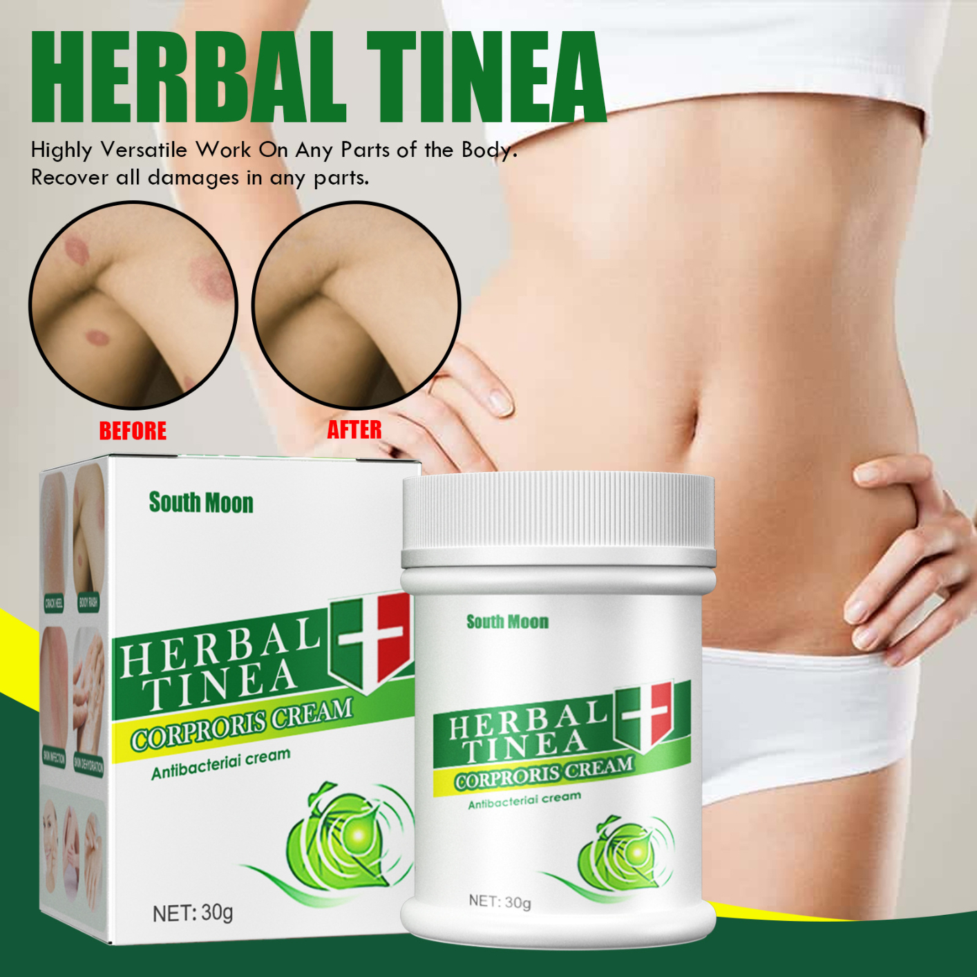 South Moon Itching Care Topical Ointment Herbal Formula Cream Mild Non-irritating Antipruritic Ringworm Ointment