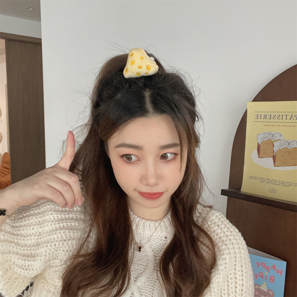 FQ1225 Women's Cute Cheese Cheese Brooch Hairpin Hair Cord Hair Ornament