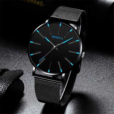 2021 Men's Watches Fashion Ultra Thin Watches Simple Men Business Watch Stainless Steel Mesh Belt Watch

