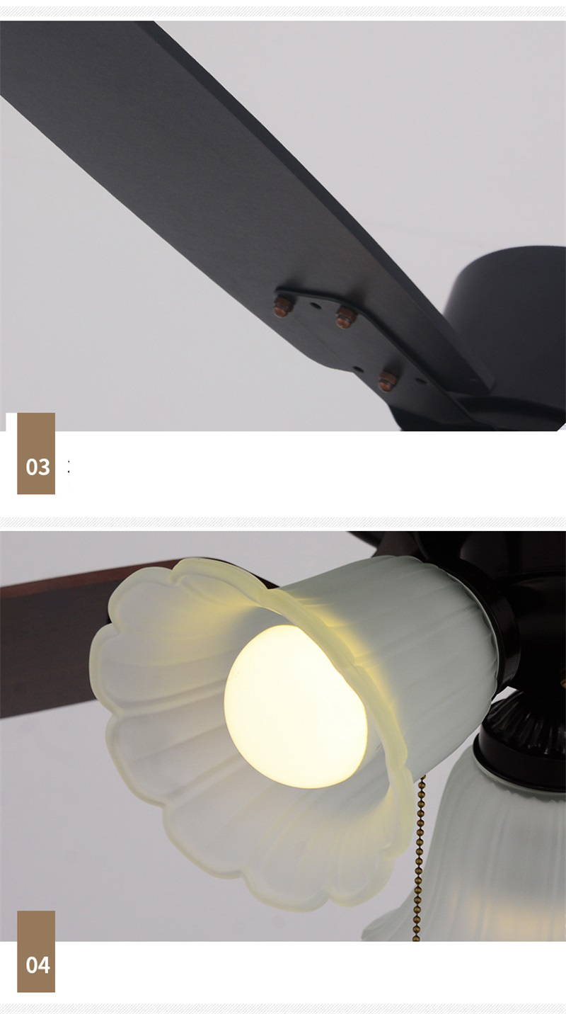  OUFULA Modern Nordic Creative Glass Lamp With Remote Control Bedroom Ceiling Fan With Light 42 Inches