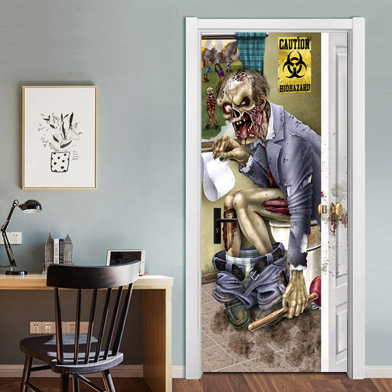 Photo-Realistic Zombie Door Cover, Multicolor-MT080