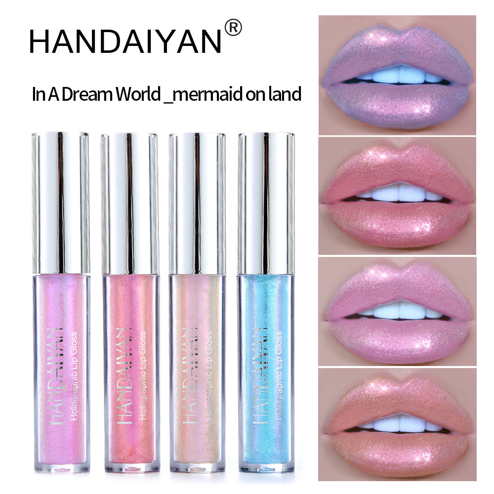 H1006 HANDAIYAN Holographic Lip Gloss Long-lasting Shimmer Make Up Metallic Lipgloss Makeup Moisturizer Matte Glitter Liquid Lipstick