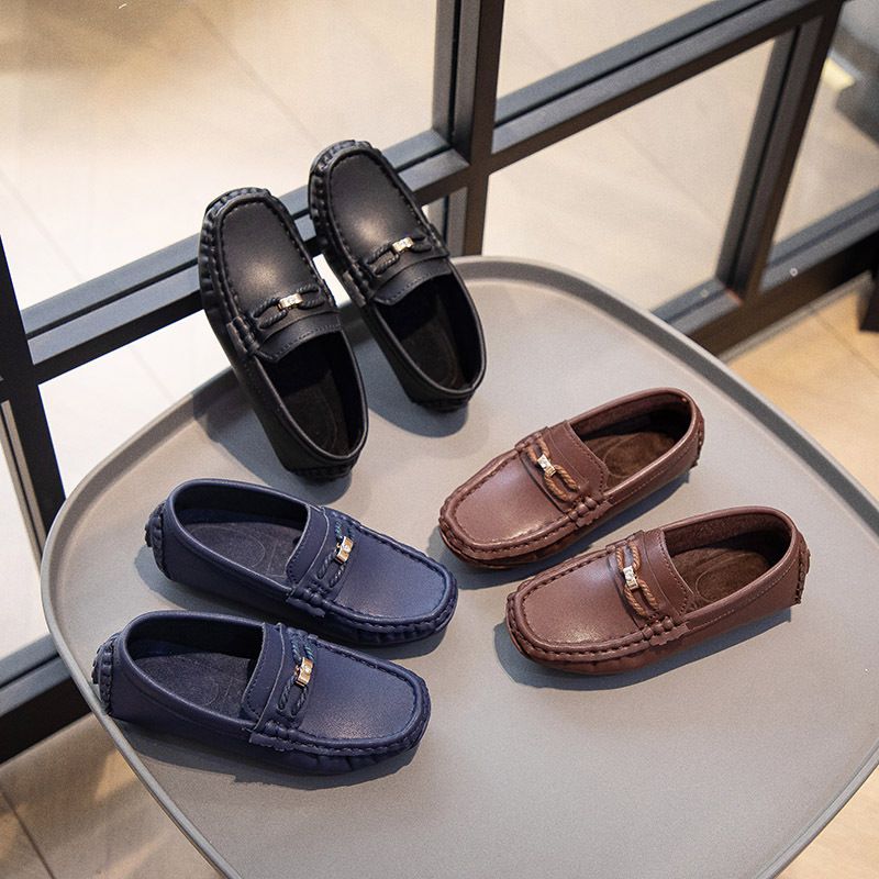 Loafer Kid Children's Loafers New Small Leather Shoes Fashion Shoes for Boys Girls Knitted Breathable Lightweight Loafers