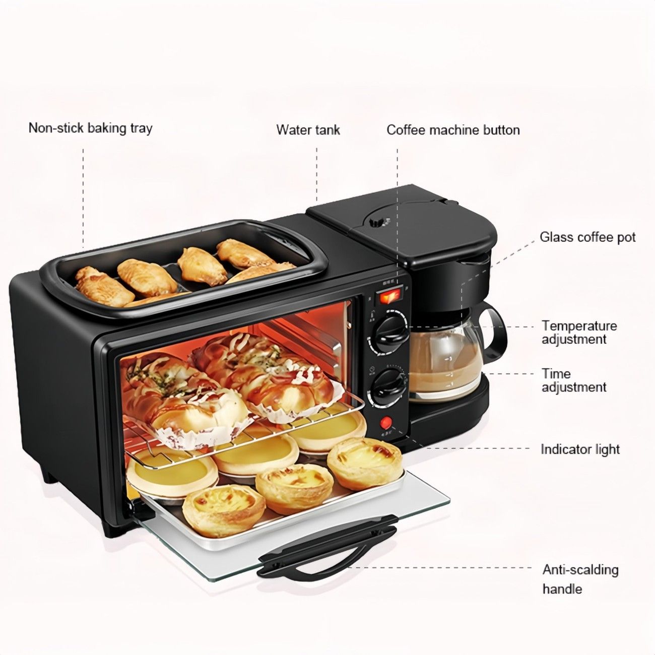 Multifunctional Digital Air Fryer+ Rotisserie, Dehydrator, Convection Oven,Breakfast Machine with Coffee Maker 17 Touch Screen Presets Fry, Roast, Dehydrate, Bake, XL 10L Family Size, Auto Shutoff, Large Easy-View Window, Black
