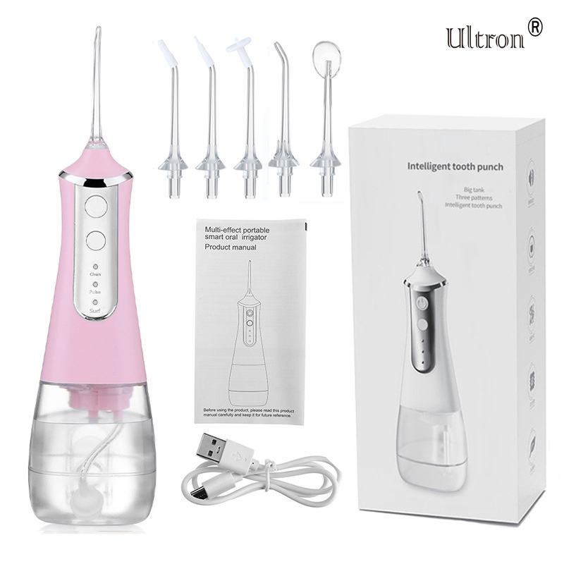 Ultron Portable Oral Irrigator Water Flosser Dental Water Jet Tools Pick Cleaning Teeth 300ML 5 Nozzles Mouth Washing Machine Floss