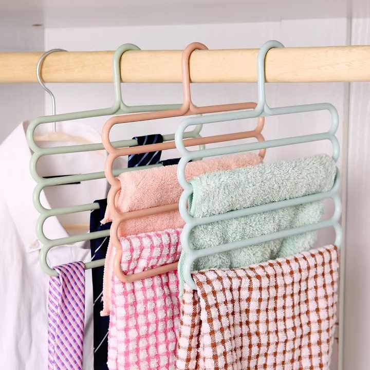 AUNONT Multifunctional magic S-shaped multi-layer pants rack, pants hanger, wardrobe storage rack, pants hanger, pants clip