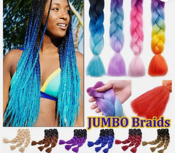 Obaasima strands hot stylish color Faux Mardi Gras Hair Thick Hair Braid synthetic jumbo braid expression hair